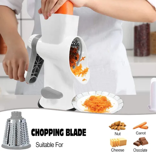 Miniatura 2 de Rallador de Queso Multifunción Rotativo con Manivela Manual - Rallador de Queso que Ralla, Rebana y Pica sin Esfuerzo. Aplicable para Queso, Blanco