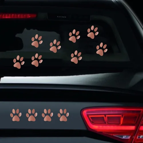 Miniatura 10 de Juego de 12 calcomanías de vinilo con estampado de patas de perro, calcomanías de vinilo para ventana de coche, laptop, motocicleta, camión, Plata