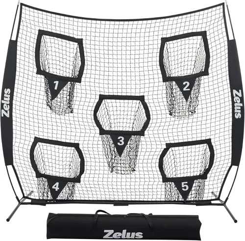 Miniatura 12 de ZELUS Red de Lanzamiento de Fútbol Americano, Equipo de Entrenamiento de Quarterback con 5 Bolsillos Objetivo, Entrenador de Precisión