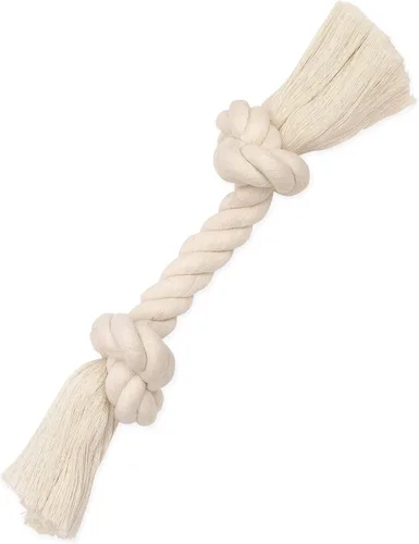 Miniatura 10 de Flossy Chews - Tirón de cuerda de 3 nudos, 100% algodón, color blanco, XL, 36 pulgadas