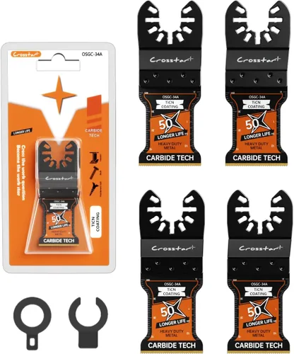 Miniatura 10 de Crosstar Cuchillas oscilantes de carburo de hielo negro, 2 unidades, cuchillas multiherramienta para metal duro, clavos, pernos, tornillos, ajuste