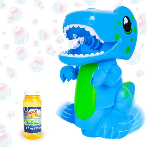 Bump N Go Dino - Soplador de burbujas en movimiento para niños, luces y sonidos, burbujas de dinosaurio, giros y movimientos, juguete exterior,