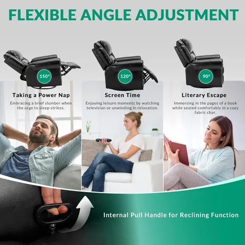 Miniatura 4 de VIVIJASON Silla reclinable giratoria de masaje con calor y vibración, silla reclinable manual giratoria de 360° con control remoto, bolsillos