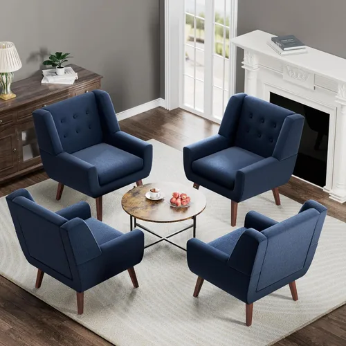 Miniatura 17 de HUIMO Silla de Acento para Sala de Estar, Sillón Tapizado con Botones Capitoné, Sillas de Sofá de Tela de Lino para Dormitorio, Sala de Estar, Silla