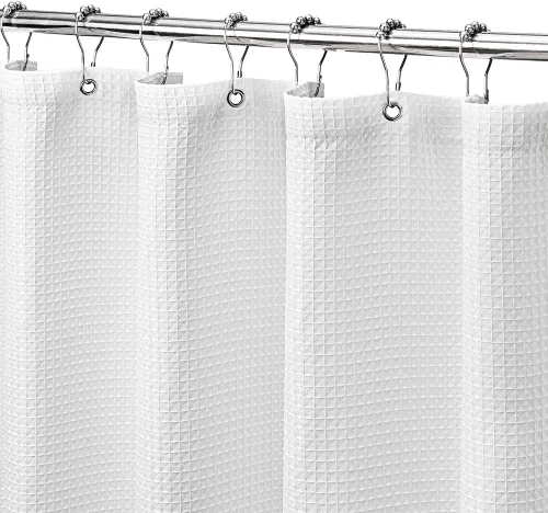 Miniatura 16 de MISS SELECTEX Cortina de ducha de tela lavable a máquina, clásica tela gruesa de punto gofre, duradera para baño, tela repelente al agua de alta