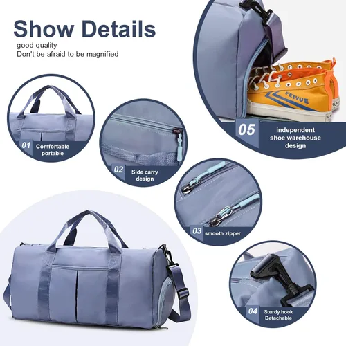 Miniatura 5 de ZGWJ Bolsa de viaje con relleno de hombro, impermeable, para mujeres y hombres, para natación, deportes, viajes, gimnasio, bolsa plegable