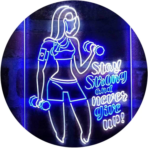 Miniatura 12 de ADVPRO Fitness Club Gym Stay Strong Never Give Up Dual Color LED Neon Sign azul & rojo 8 x 12 pulgadas st6s23-i4043-br