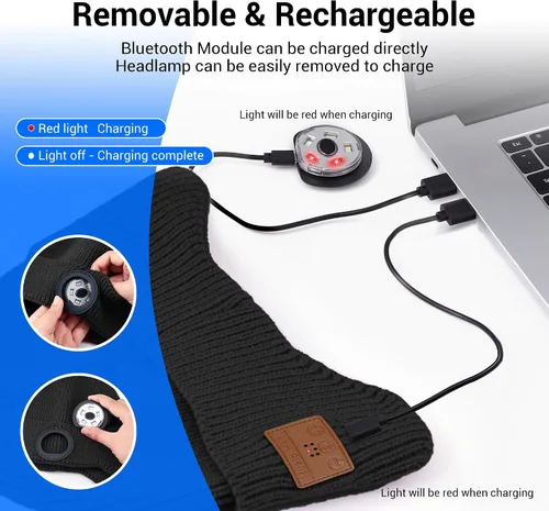 Miniatura 27 de Gorro Bluetooth con auriculares ligeros e inalámbricos, micrófono integrado y altavoces estéreo mejorados con música