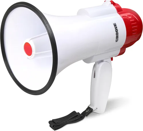 Croove Portable Megaphone - Loud Speaker, Lightweight Bullhorn with Siren Music, Volume Control