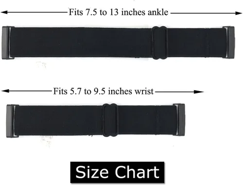Miniatura 2 de Paquete de 2 bandas elásticas ajustables, muñequeras y tobilleras con deslizador de tres deslizamientos para Fitbit Sense 1/2 o Versa 3/4, bandas