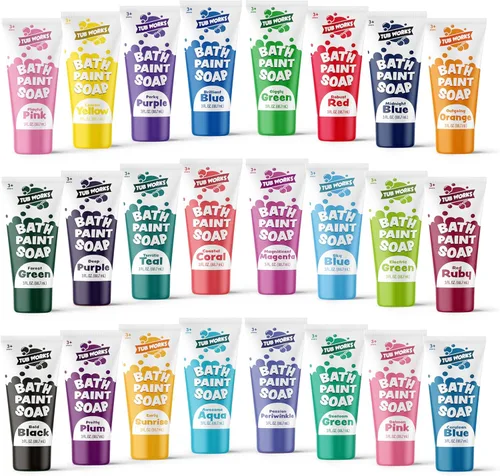 Tub Works® Pintura de Bañera Jabón Juguete de Baño, Paquete de 24 | Pintura de Bañera Lavable No Tóxica para Pintado con los Dedos en la Tina |
