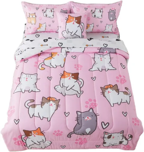 Miniatura 18 de lishjekee Juego de edredón de 6 piezas con diseño de animales de la selva para niños, juego de ropa de cama en una bolsa para niños y niñas