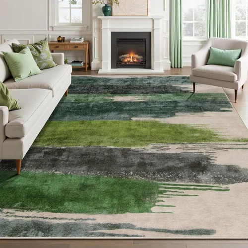 Miniatura 69 de Ciicool Alfombra de pasillo lavable de 2 x 6, alfombra moderna abstracta para pasillo, antideslizante, delgada, ligera, con estampado gris marino