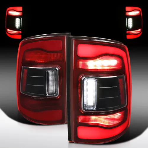 Miniatura 7 de Autozensation Compatible con Dodge Ram 1500 2500 3500 2009-2018, conjunto de par izquierdo y derecho, luces traseras LED negras con barra de luz LED