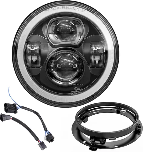 Z-OFFROAD - Faro delantero LED de 7 pulgadas para motocicleta con halo DRL blanco, kit DOT, compatible con Harley Davidson Street Glide Road King