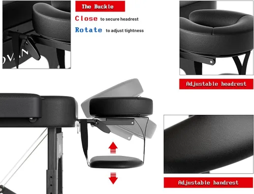 Miniatura 5 de Mesa de masaje profesional portátil de 2 pliegues de espuma elástica de alta calidad, patas de madera con capacidad para hasta 1100 libras, 10