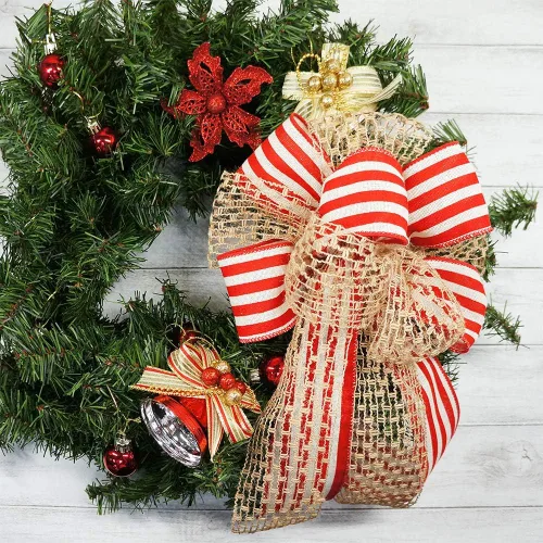Miniatura 5 de Cinta de malla de arpillera con alambre de 2.5 pulgadas x 10 yardas, color natural para Navidad, decoración de boda, envoltura de regalos