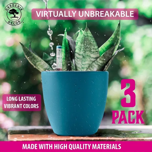 Miniatura 3 de GARDENIX DECOR Macetas de riego automático para plantas de interior, paquete de 3 – Maceta con indicador de nivel de agua para plantas, herramienta