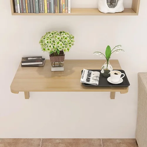 Miniatura 6 de Mesa plegable resistente para espacios pequeños, mesa plegable de madera maciza para lavandería, para montar en la pared, puede soportar 110 libras