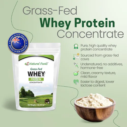 Miniatura 3 de Z Natural Foods Concentrado de proteína de suero alimentado con pasto - Polvo de proteína de suero limpio de Nueva Zelanda - Proteína de suero pura