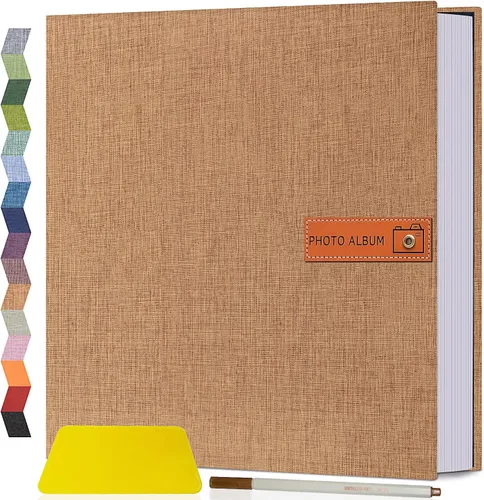 Miniatura 32 de Popotop Álbum de fotos grande autoadhesivo 4x6 5x7 8x10, álbum de recortes DIY, libro de fotos, regalos para mamá, familia, bebé y boda, con Azul