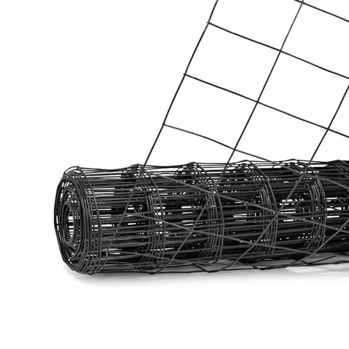 Fencer Wire Tamaño de malla de alambre soldado con autógena recubierto de vinilo verde calibre 16 pulgadas x 3 pulgadas, negro, 2x25 pies