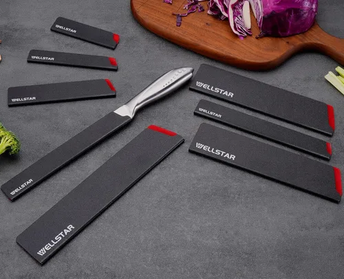Miniatura 8 de WELLSTAR Juego de protectores de borde de cuchillo, 8 fundas universales de cuchilla, fundas protectoras de ABS sin BPA, forro de fieltro Juego