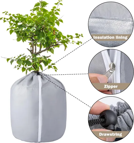 Miniatura 3 de Tlswshsy Paquete de 2 Protección de Invierno para Macetas de Plantas - 27.6" x 25.6" Bolsa de Protección para Macetas - Cubierta Antiheladas