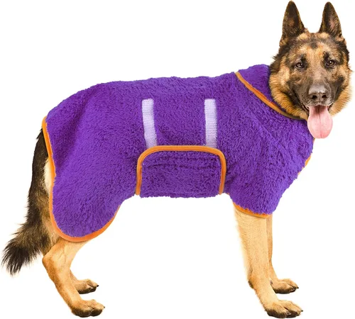 Miniatura 7 de Bienbee Bata de baño para perro, de secado rápido, súper absorbentes, para perros pequeños, medianos y grandes, abrigo de secado para después