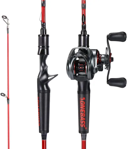 One Bass Combo de caña de pescar y carrete, IM7 grafito 2 piezas en blanco para baitcasting, caña de pescar giratoria con mango de superpolímero