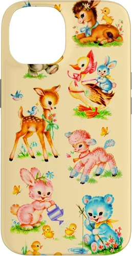 Miniatura 4 de Vintage Baby Animals Nursery 50's Retro Yellow Case for iPhone 17