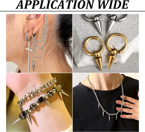 Miniatura 3 de 150 dijes de cuentas con forma de espiga, estilo tibetano, forma de cono de bala larga, para manualidades, collares, aretes, joyería