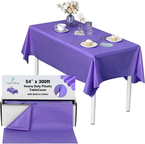 Miniatura 64 de Rollo de plástico para cubierta de mesa color verde manzana, 40 pulgadas x 100 pies, rollo de plástico resistente para cubierta de mesa de banquetes