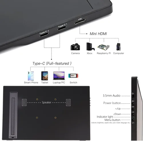 Miniatura 8 de Monitor portátil con pantalla táctil de 15.6 pulgadas, FHD 1080P, IPS/HDR, extensor de pantalla para computadora portátil, monitor de viaje