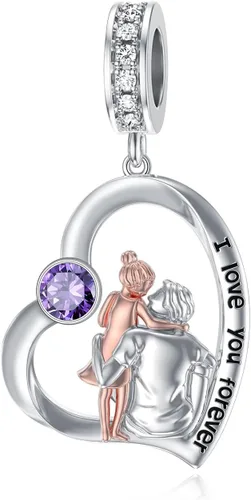 Miniatura 120 de PROESS Dije para padre, madre e hija, pulsera de plata de ley para pulseras, regalos de cumpleaños, día de San Valentín, para hija, madre, amante