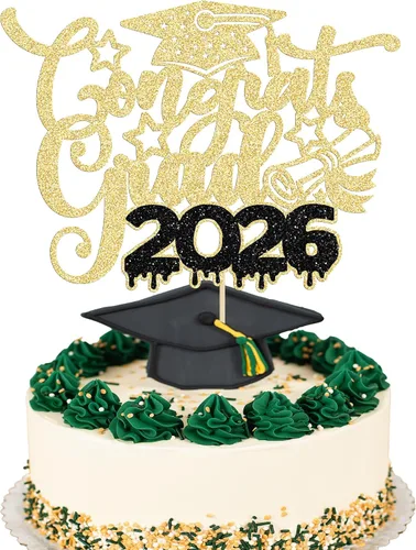 Miniatura 40 de Paquete de 24 adornos para cupcakes de clase 2026 con purpurina 2026 Felicidades Graduación Diploma Done Cupcake Picks 2026 Graduación Temática