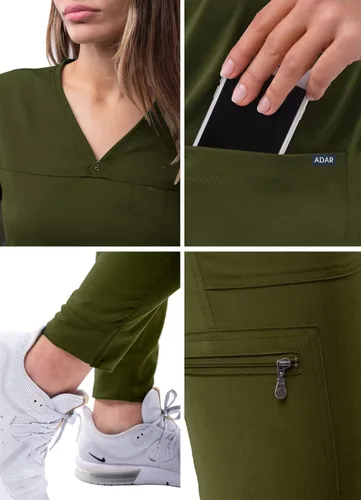 Miniatura 5 de Adar Pro - Conjunto de ropa quirúrgica con mejora de movimiento para mujer, blusa médica con cuello en V y pantalón médico deportivo y para yoga