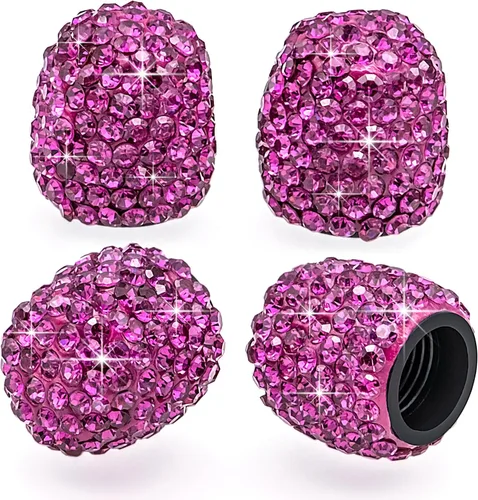 Miniatura 16 de 8 PCS Tapas de Válvula de Vástago de Neumático con Diamantes de Cristal Brillante, Tapas de Válvula de Neumático de Coche a Prueba de Polvo Blanco