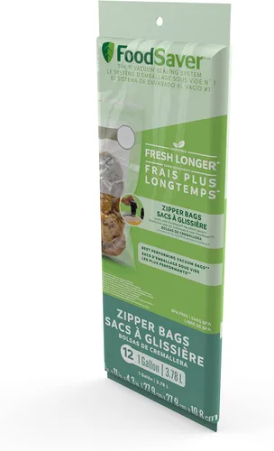 Miniatura 2 de 18 bolsas de cremallera al vacío de cuarto de galón con una construcción única de varias capas FoodSaver, Galón, 12 unidades, Multicolor