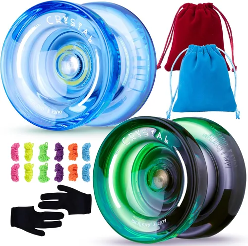 Miniatura 7 de MAGICYOYO Paquete de 2 Yoyos Responsivos para Niños Principiantes, Yoyos K2 de Cristal con 2 Guantes de Yoyo, 2 Bolsas de Yoyo, 12 Cuerdas de Yoyo