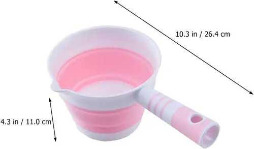 Miniatura 2 de Hemoton Cucharón de agua plegable Cucharón de cocina Cucharón de agua Cucharón de agua para cocina, baño, jardín, baño, lavado de agua, color rosa