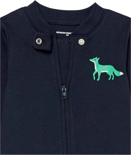Miniatura 5 de Tienda Essentials Pijama unisex de algodón con pies ajustados para niños pequeños y bebés, paquete múltiple