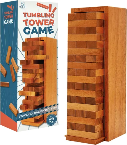 BSIRI Juego familiar de torre de madera para adultos mayores y adultos y bloque de fiesta apilable clásico para desafiar tus habilidades, torres de
