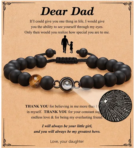 Regalos para marido, hijo, nieto, sobrino, papá, novio, nuevo papá, hermano, padrastro, tío, te amo en 100 idiomas, pulsera ajustable para hombres,