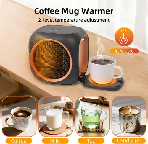 Miniatura 3 de Calentador de Espacio con Calentador de Tazas, Calentadores de Espacio Eléctricos para Uso en Interiores con Termostato, Calentador de Velas Ideal