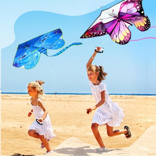 Miniatura 6 de Leitee Paquete de 6 cometas grandes para niños y adultos, cometa de mariposa para niños de 4 a 8 a 12 años, libélula, búho, loro, águila, pez
