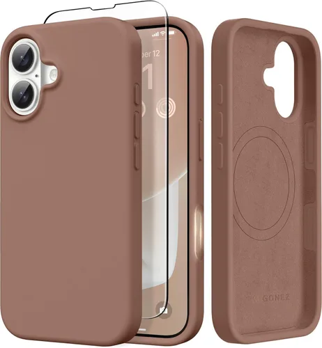 Miniatura 57 de GONEZ Funda de silicona para iPhone 14 Pro Max, compatible con MagSafe, con protector de pantalla + protector de lente de cámara, silicona líquida a