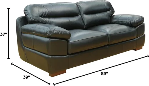 Miniatura 2 de Sunset Trading Jayson - Sofá negro de cuero de grano superior de 89 pulgadas de ancho, asiento profundo