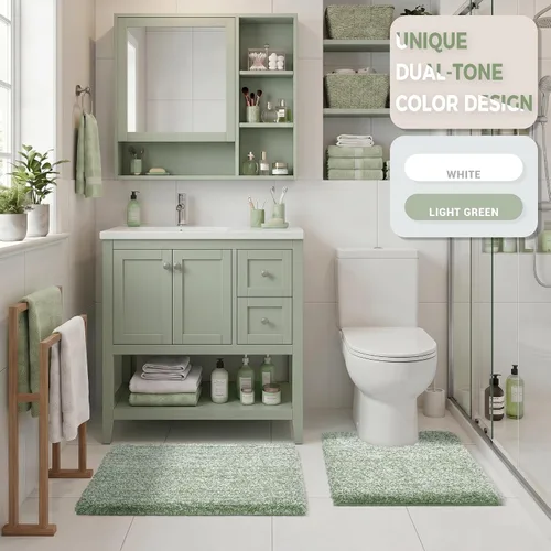 Miniatura 7 de Yimobra Alfombras de baño para artículos esenciales del hogar, antideslizante, lavable, alfombra de ducha de felpa suave absorbente de agua