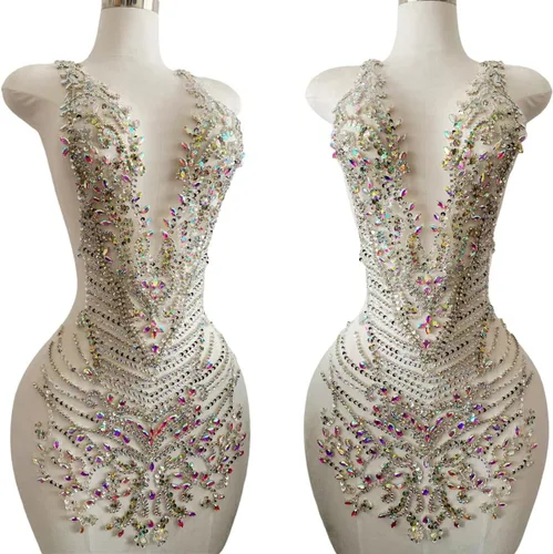 Miniatura 7 de Apliques de diamantes de imitación hechos a mano para coser en cuentas, parches de recorte, accesorios para vestido de novia, parche de encaje